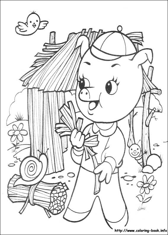 The three little pigs coloring picture